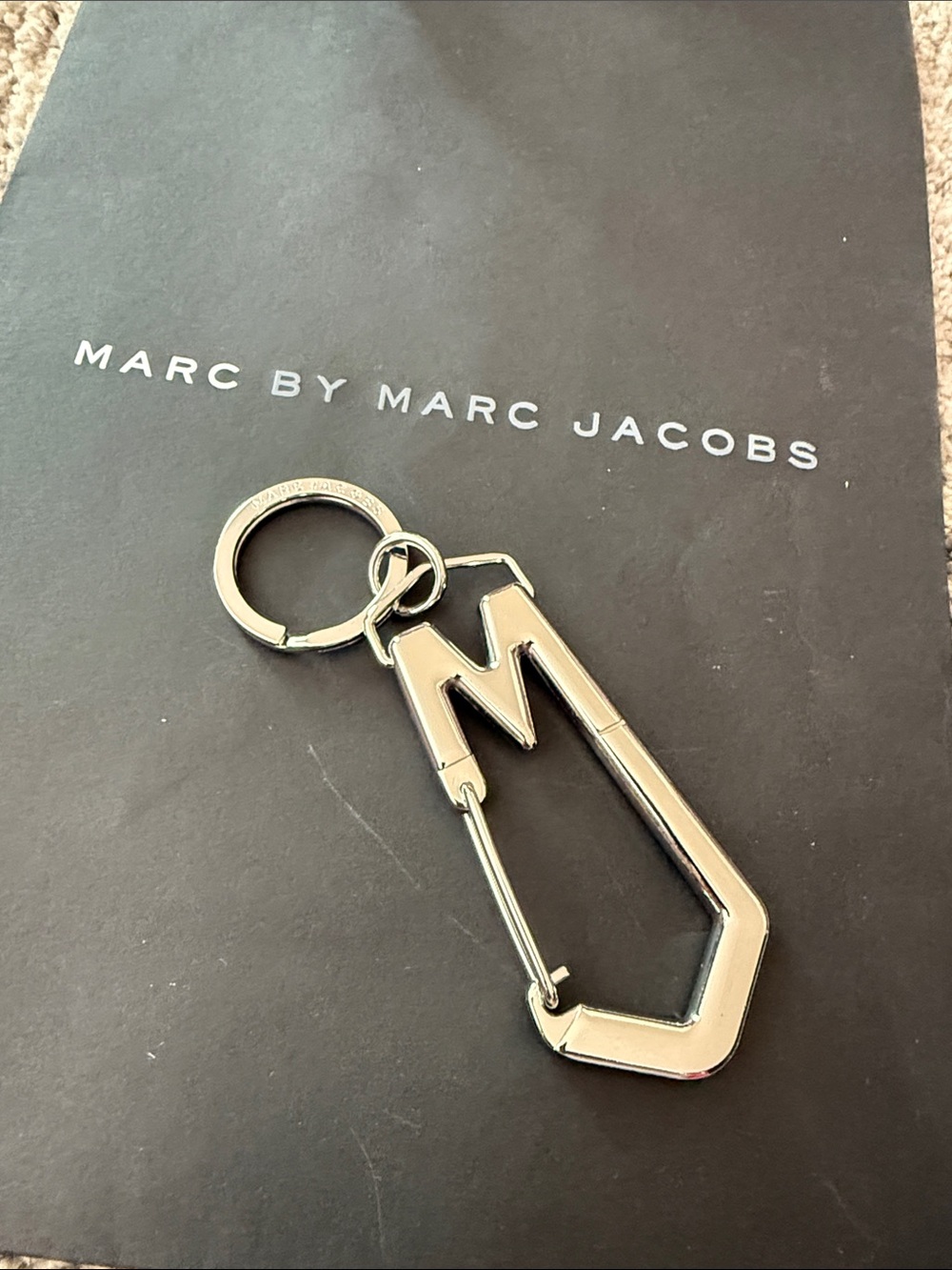 Marc by Marc Jacobs Silver 'M' Carabiner Key Ring NWT